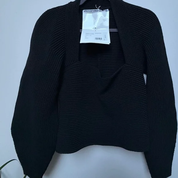 Alexander Wang Integral Shrug Ribbed Pullover Sweater NWT (Black, M)